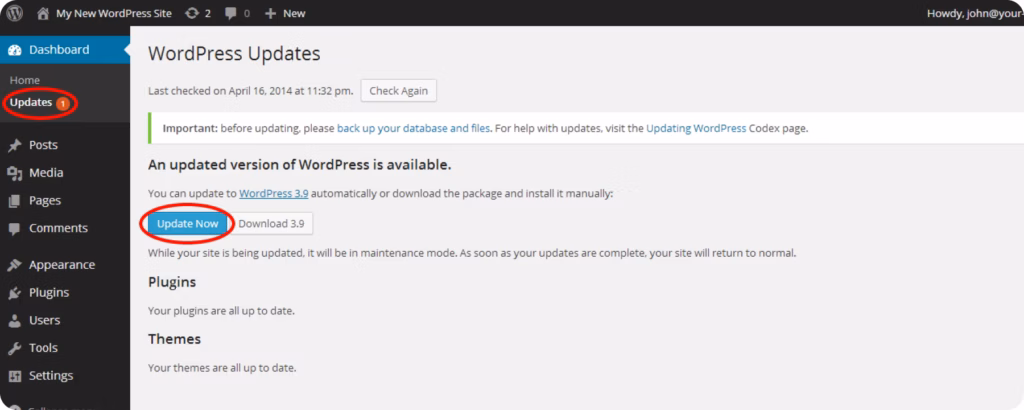 Keep WordPress Updated